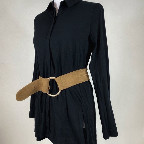 Eileen Fisher Black button down tunic top - Picture 2 of 8